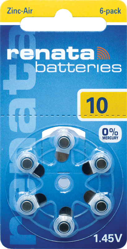 Hörapparatsbatteri Typ 10
