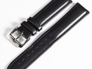 Klockarmband-svart slät-Äkta kalvläder 20mm