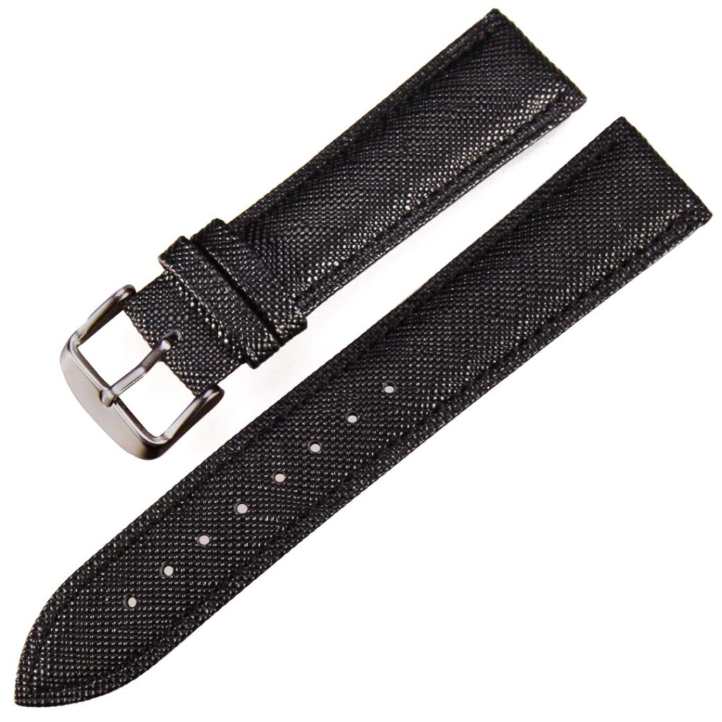 Klockarmband - svart - Äkta kalvläder 20mm