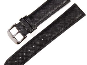 Klockarmband - svart - Äkta kalvläder 20mm
