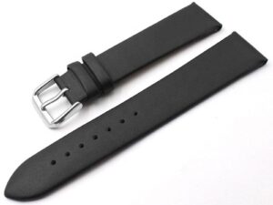 Klockarmband - svart - slät - Äkta kalvläder 20mm